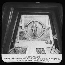 A man standing in a new Stony Brook drainage tunnel